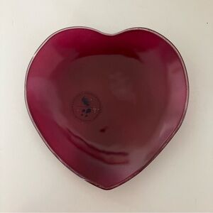 Annieglass Heart Shaped Dish 7" Raspberry Red Signed